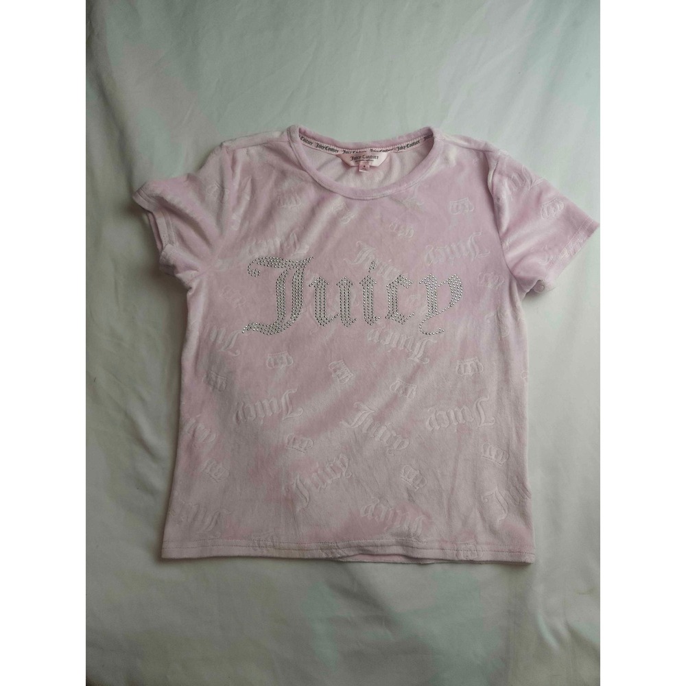 Juicy Couture Pink Velour Rhinestone Logo‎ Sleepwear Top Short Sleeve Small